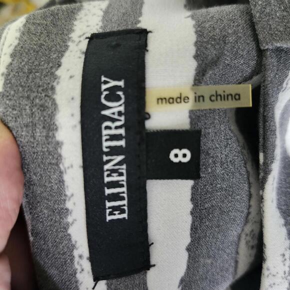 Ellen Tracy Women's Size 8 Black and White Striped Sheath Dress - Picture 6 of 10